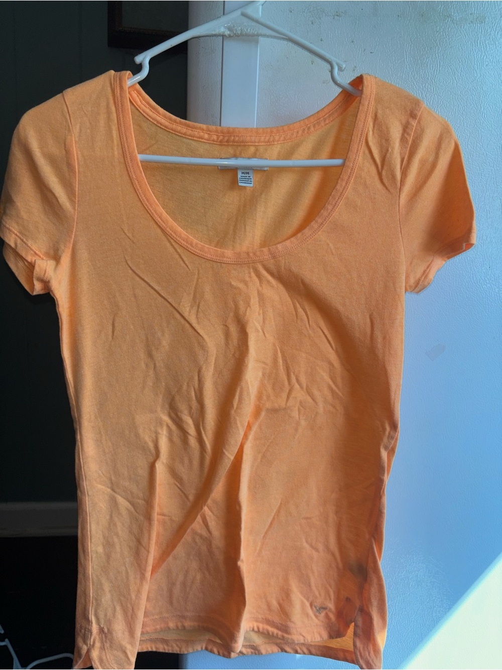 American Eagle Outfitters Women's Scoop Neck Tee - Peach Orange